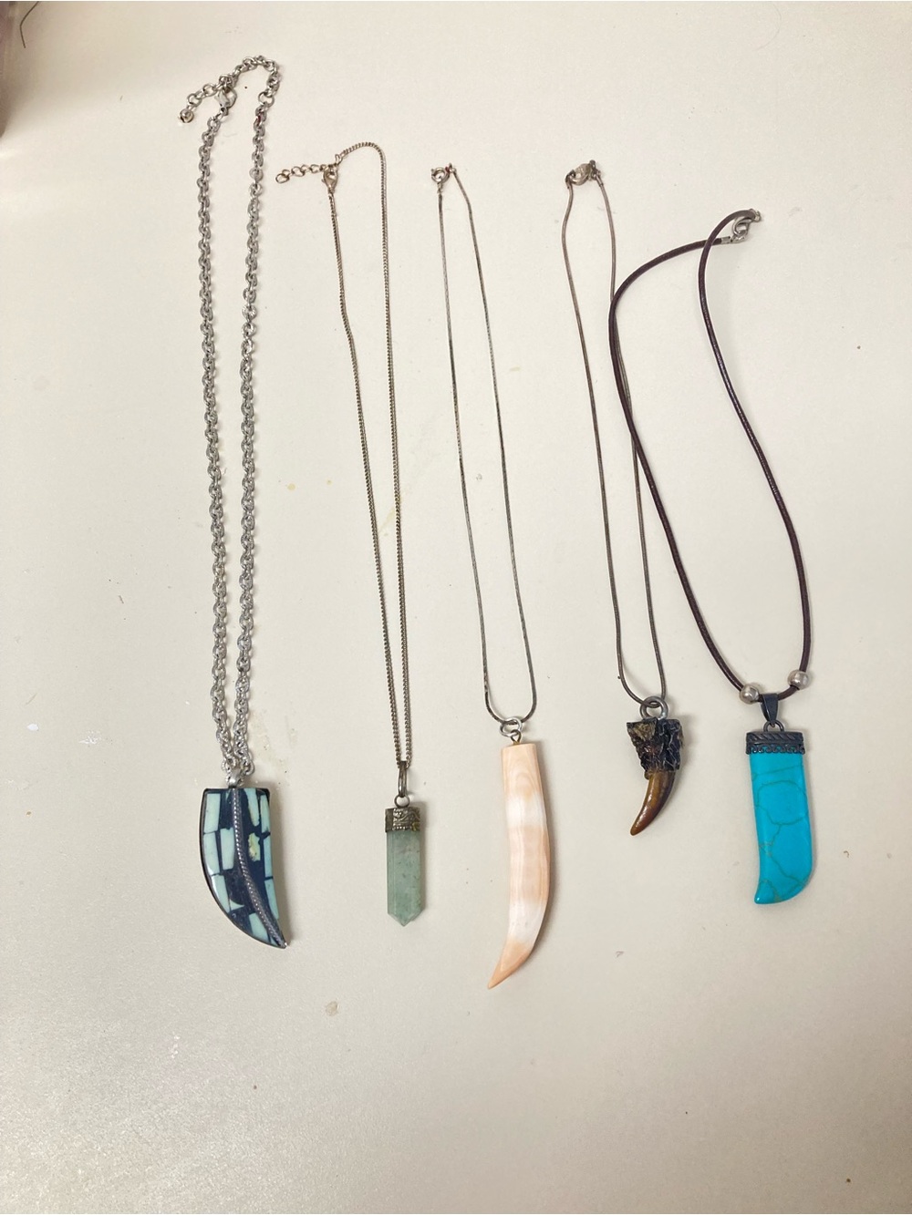 Five Horn/Tooth Necklaces